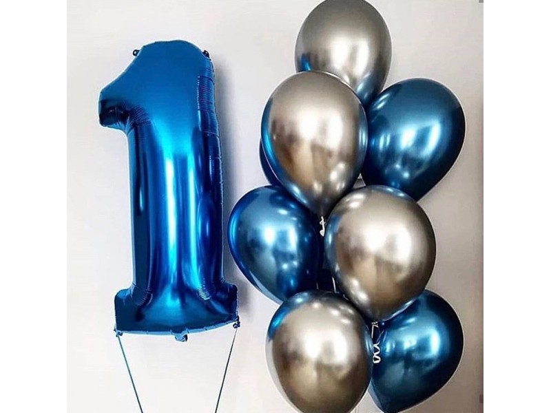 Цифра Срібно-синій Хром, 11 шт.