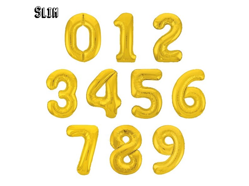 Цифри фольговані  Слім Slim, 7 кольорів, висота 1 м  