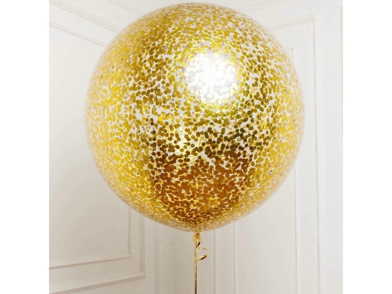 Прозора куля-гігант 75 см з блистками, гелій