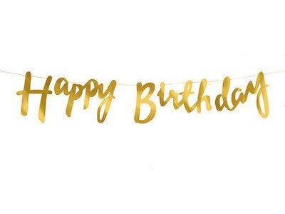 Гирлянда Happy Birthday, золото, 1,5 м